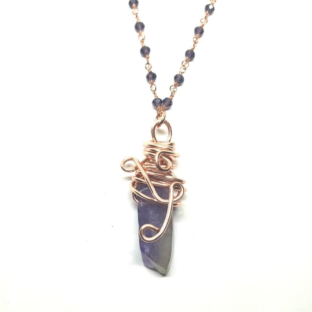 Amethyst Garnet Crystal Choker Necklace
